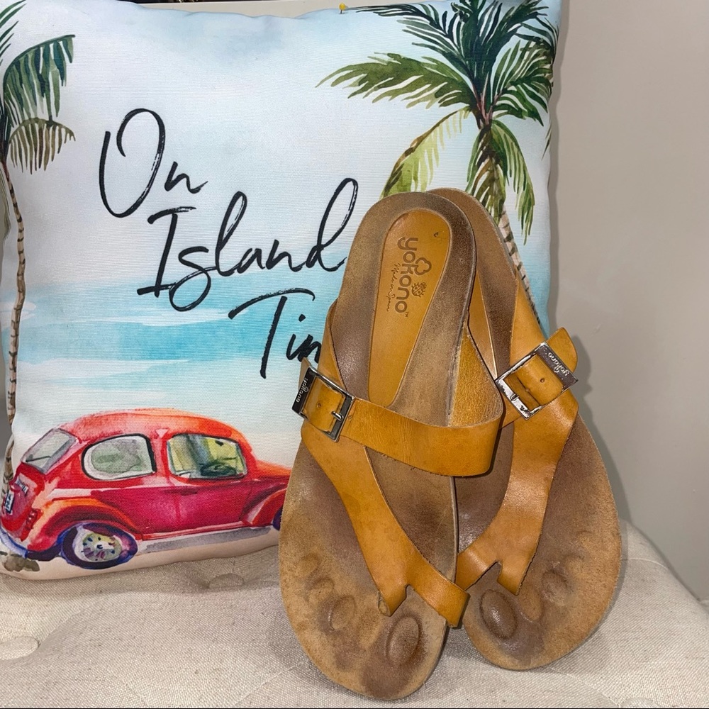 Yokono Yellow Mocano Leather Sandals Size 9.5 Excellent Condition
